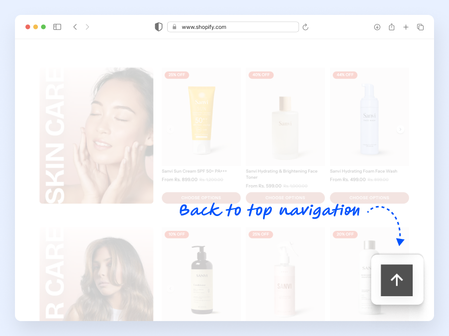 Back to top navigation