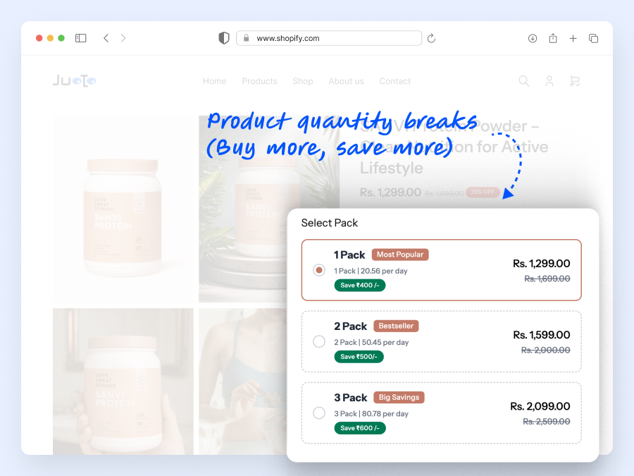 Product quantity breaks