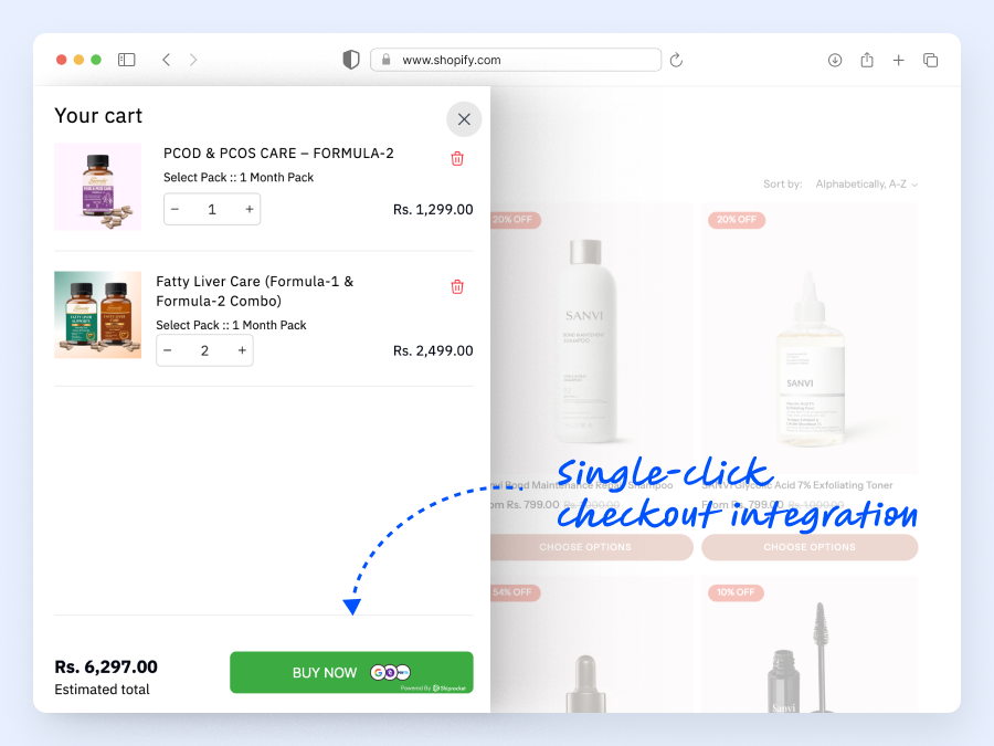 Single click checkout integration
