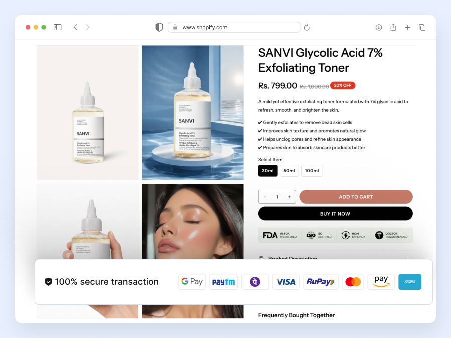 Trust indicators & highlights